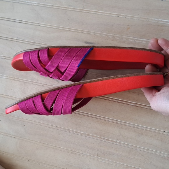 Rothy’s Crossover Woven Cherry Red Vibrant Colorful Comfort Knit Slide Sandals - Picture 9 of 10